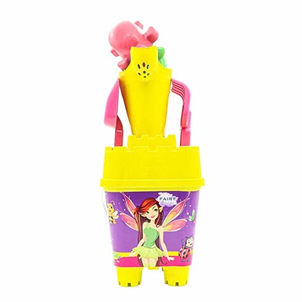 Resimli Sarı Kapaklı Full Parçalı Sarı Suluklu Dev Kova Seti 1029