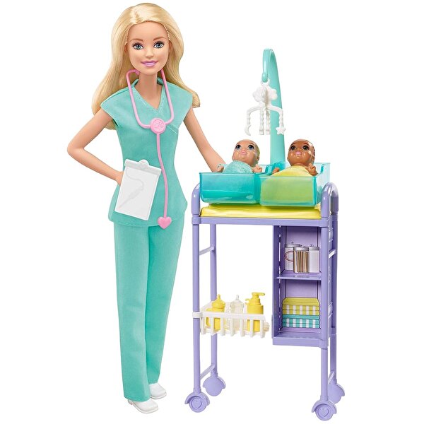 Barbie ve Meslekleri Oyun Setleri Bebek Doktoru Sarı Saçlı GKH23