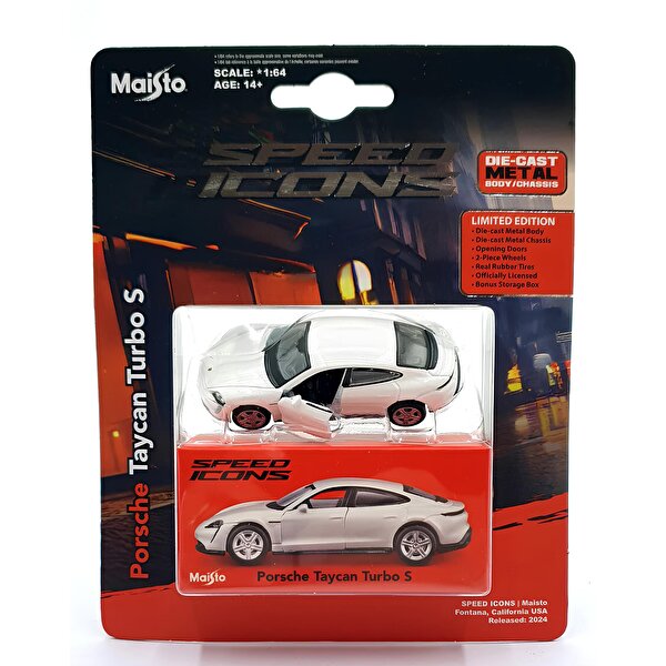 1:64 Speed Icons Koleksiyon Araçlar Porsche Taycan Turbo S Beyaz