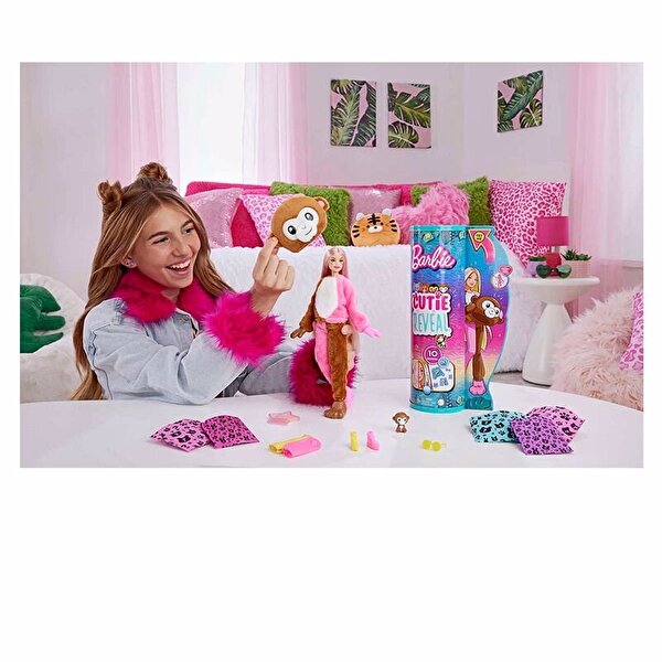 Barbie Cutie Reveal Bebekler Barbie Tropikal Orman Serisi Maymun HKR01