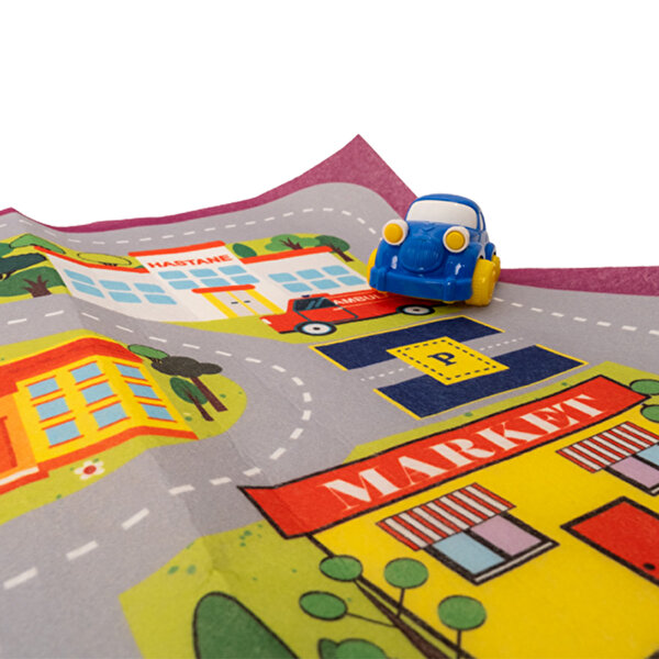 Afacan Arabalar ve Oyun Halısı Yeşil ve Mavi Araba