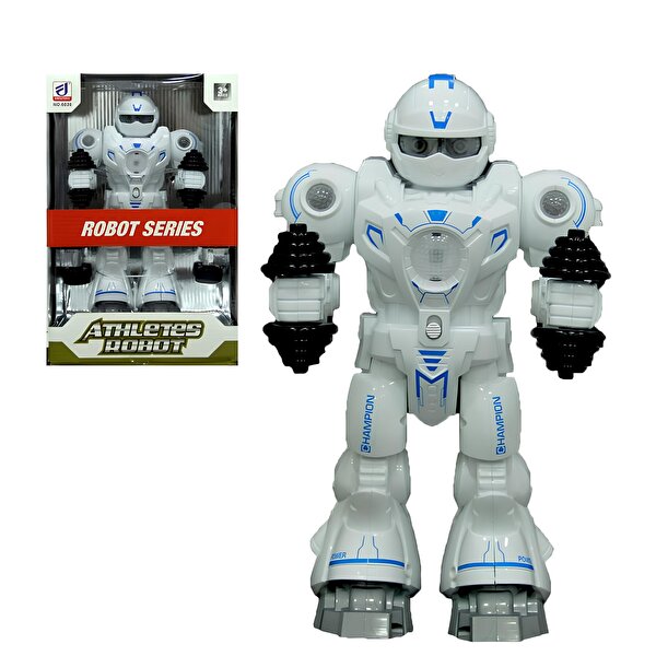 Sesli ve Işıklı Sporcu Mavi Robot