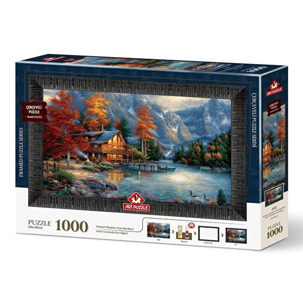 Nehir Üzerinde Kış Gölgesi Çerçeveli Puzzle 1000 Parça