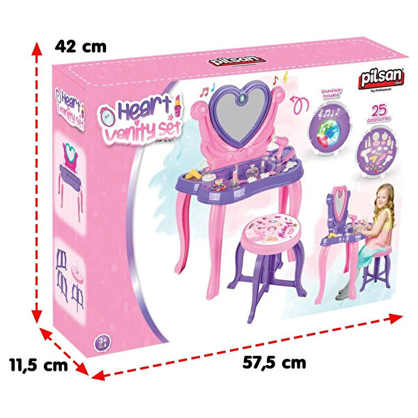 Pilsan Kalp Makyaj Masası Mor