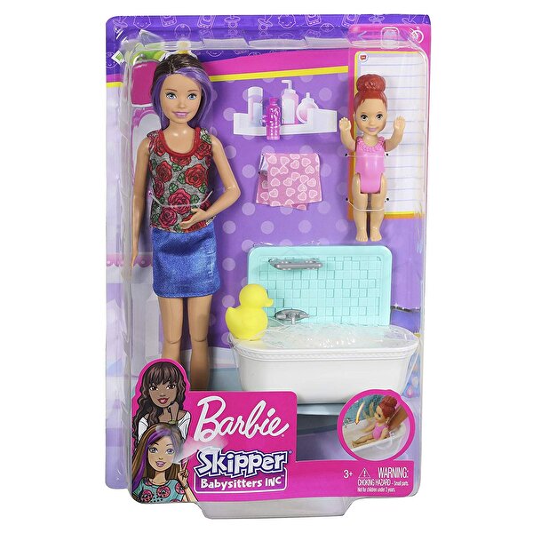 Barbie Bebek Bakıcılığı Oyun Seti Banyo Temalı FXH05