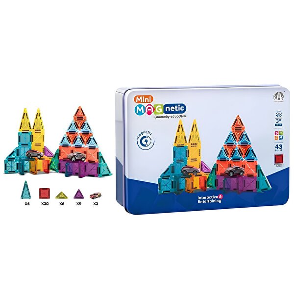 Mini Manyetik Bloklar Seyahat Seti 43 Parça