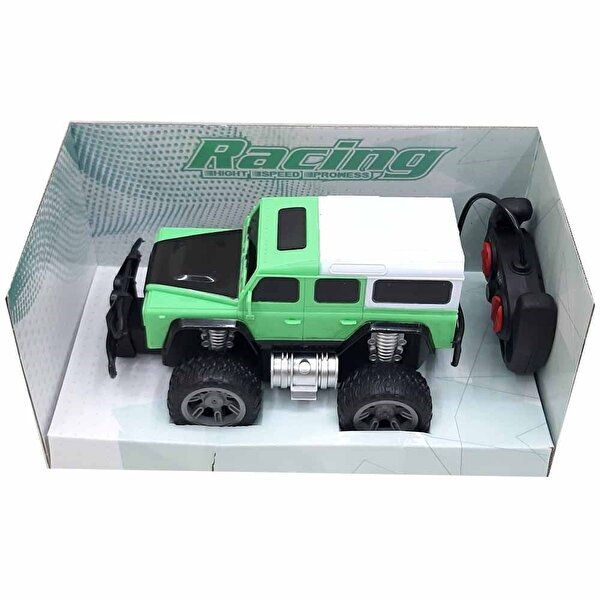 Işıklı Uzaktan Kumandalı Şarjlı Yeşil Jeep 23 Cm