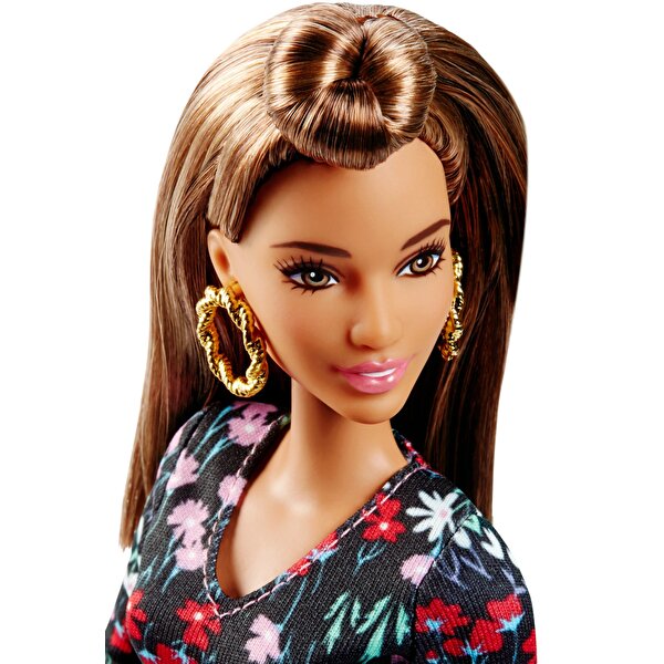 Barbie Büyüleyici Parti Bebekleri Çiçek Desenli Elbiseli Esmer FJF38