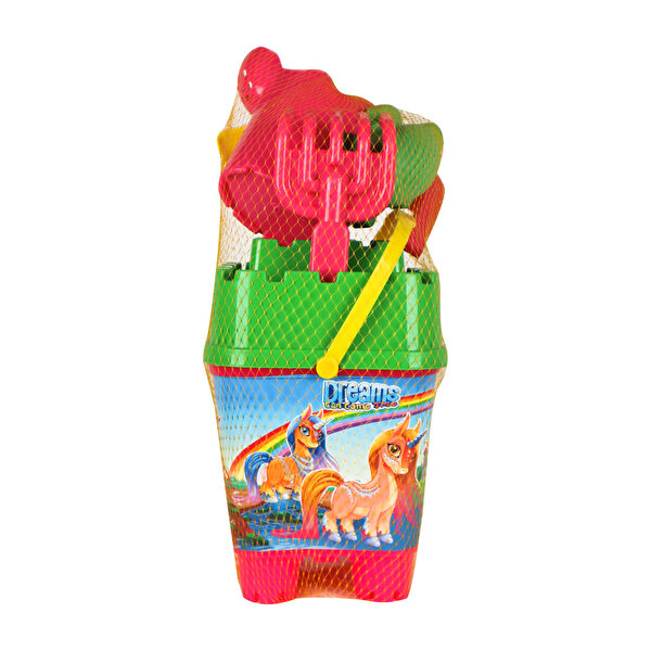 Resimli Yeşil Kapaklı Full Parçalı Pembe Suluklu Dev Kova Seti 1029