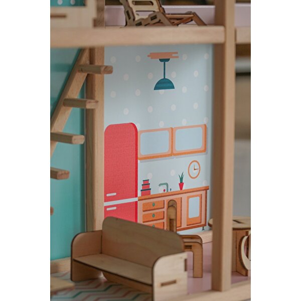 Ahşap Merdivenli Ev 1003 Mavi