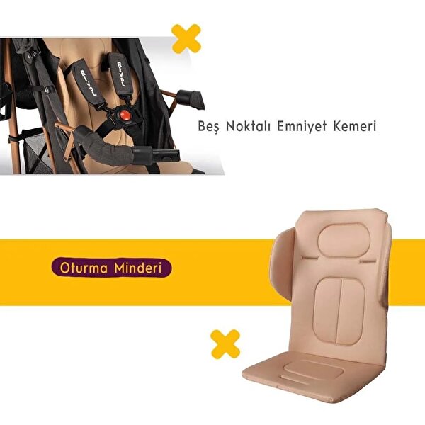 Rival Sweet Tam Yatar Baston Bebek Arabası Gold Antrasit RV111