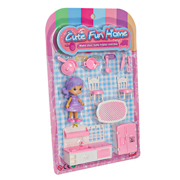 Mini Mutfak Aksesuar Setli Bebek Mor Saçlı