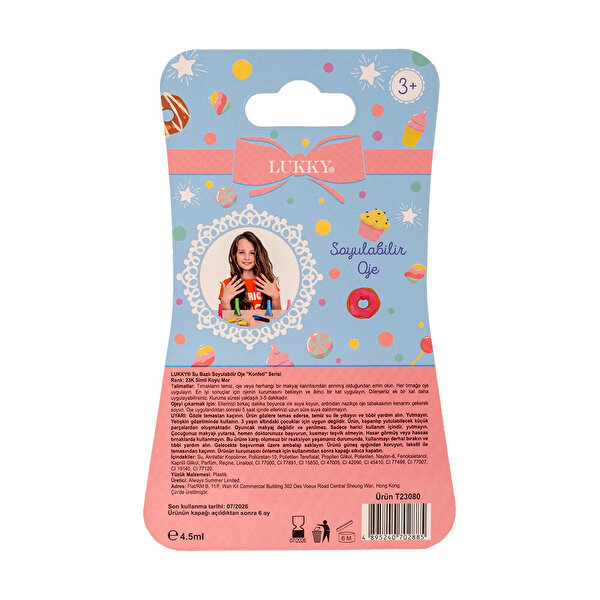 Lukky Su Bazlı Parlak Koyu Mor Konfeti Soyulabilir Oje