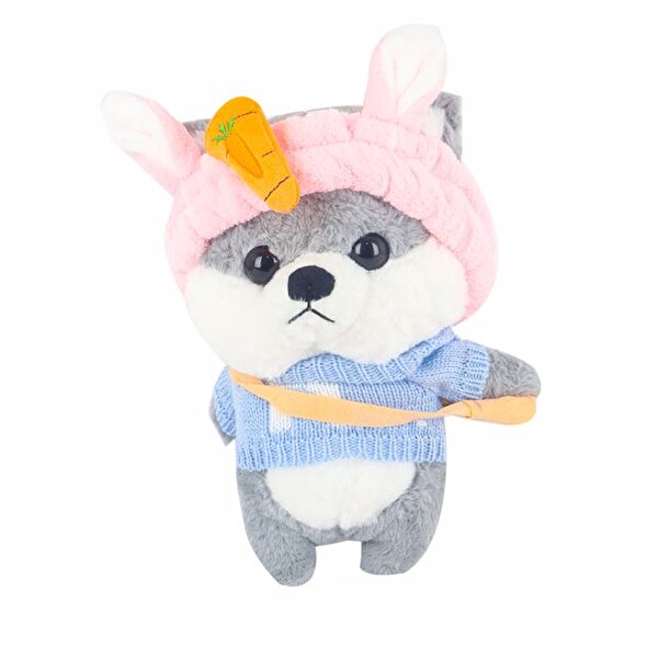 Gözlüklü Pembe Bandanalı Mavi Kazaklı Peluş