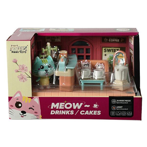 Sesli ve Işıklı Minyatür Kedi Cafesi Seti