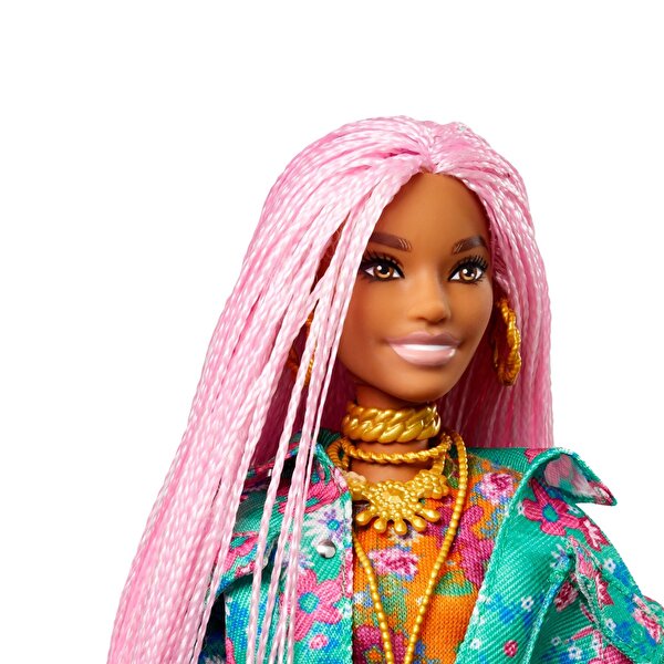 Barbie Extra Pembe Örgü Saçlı Bebek GXF09