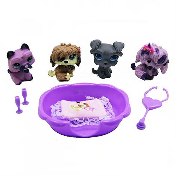 Kutuda 4'lü Mor Köpek Miniş Seti