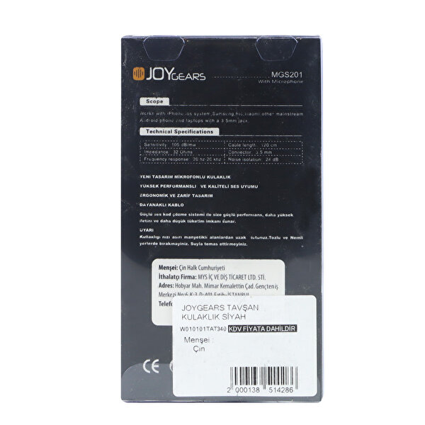 Joygears Tavşan Kulaklık Siyah