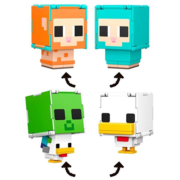Minecraft Flipping 2'si 1 Arada Figür Zombie Chicken Jockey + Chicken JPN14
