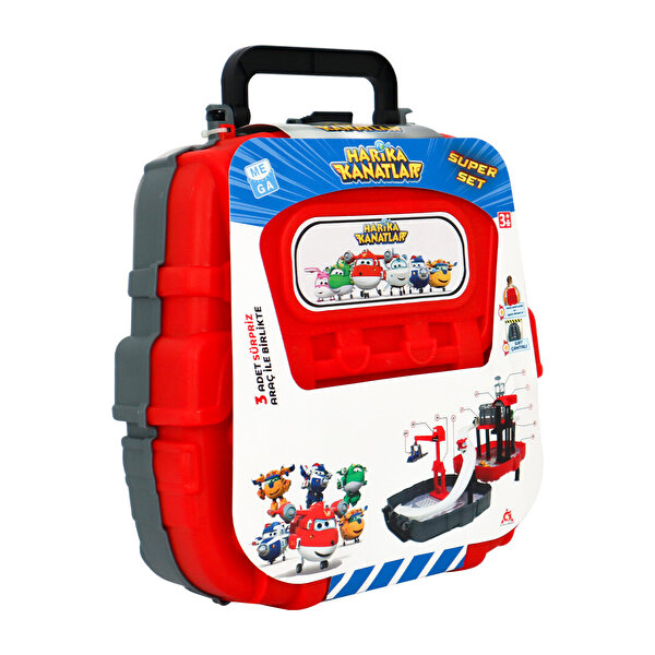 Harika Kanatlar Çantalı Süper Garaj Set Kırmızı