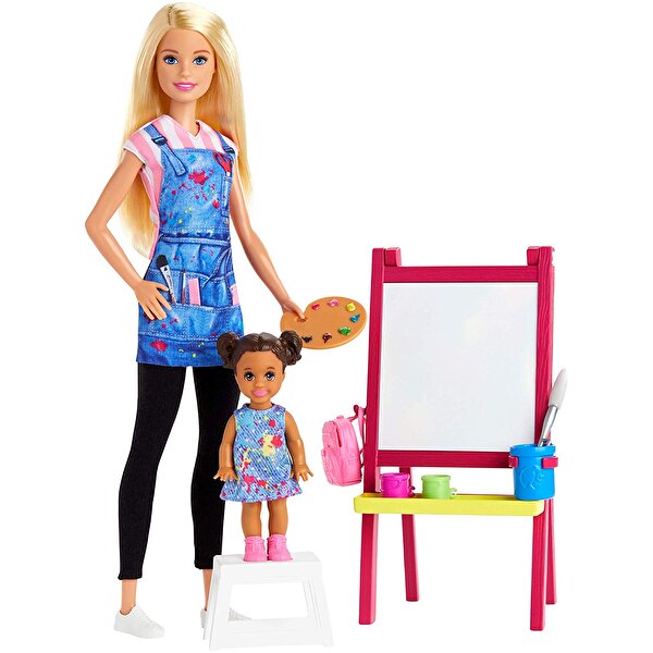 Barbie ve Meslekleri Oyun Setleri Resim Öğretmeni Sarı Saçlı GJM29