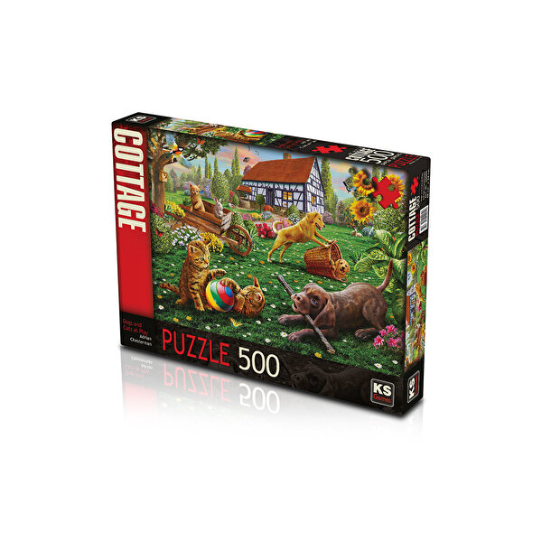 Ks Puzzle 500 Parça Dogs and Cats at Play