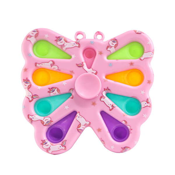 Baskılı Kelebek Pop It Açık Pembe