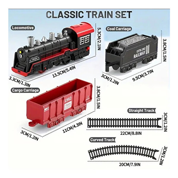 Sesli ve Buharlı Lokomotif 13 Parça Tren Seti