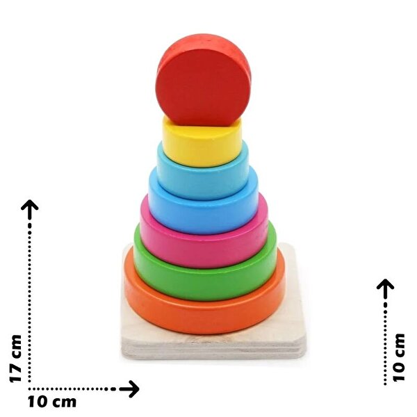 Ahşap Oyuncak Gökkuşağı Yuvarlak Denge Kule