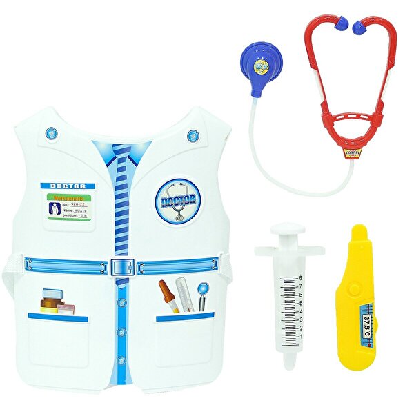 Kartela Kostümlü Erkek Doktor Seti
