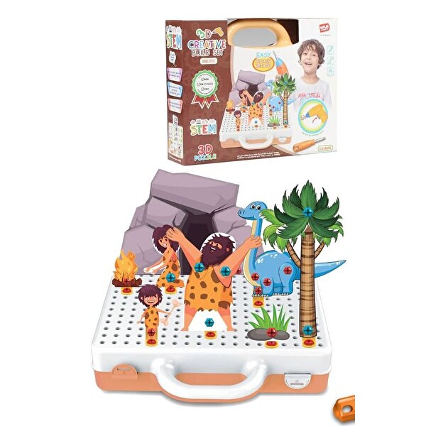 Eğitici Pilli Çalışan 3D Matkap Seti Sök Tak Dinozorlar