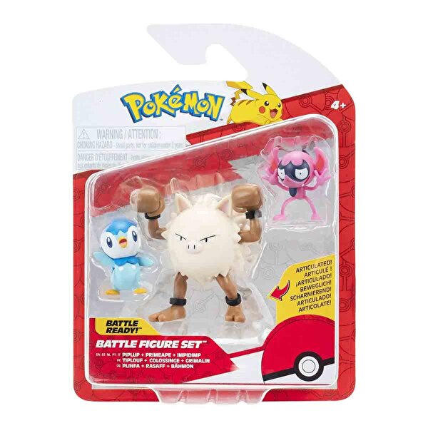 Pokemon Battle 3'lü Fi̇gür Seti̇ Piplup Primeape Impidimp