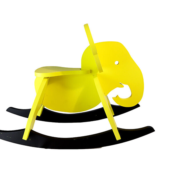 Boyalı Ahşap Sallanan Fil