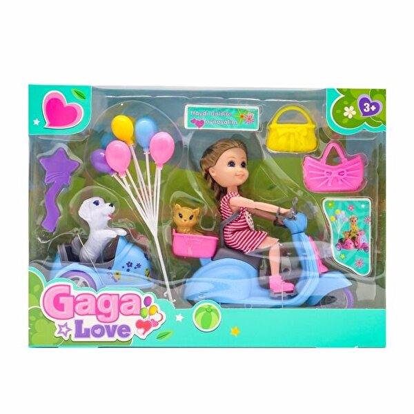 Gaga Love ve Köpeği Motosiklet Gezisi Mavi