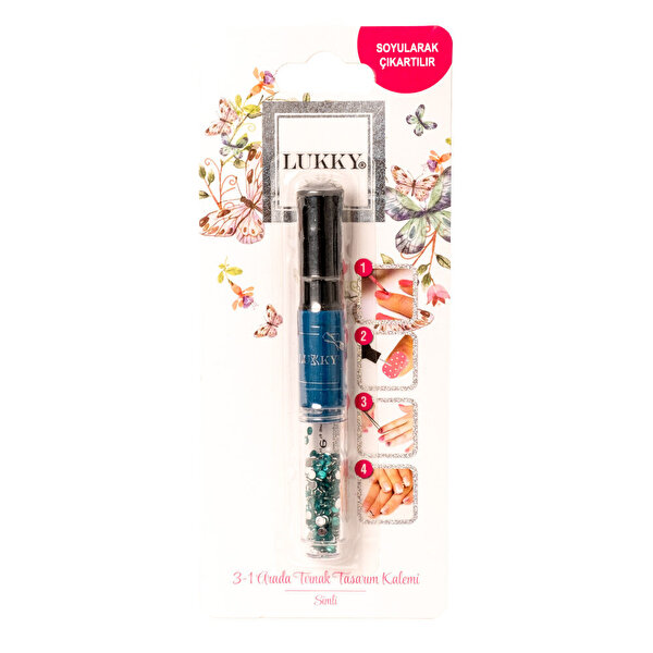 Lukky 3'ü 1 Arada Tırnak Tasarım Kalemi Mavi