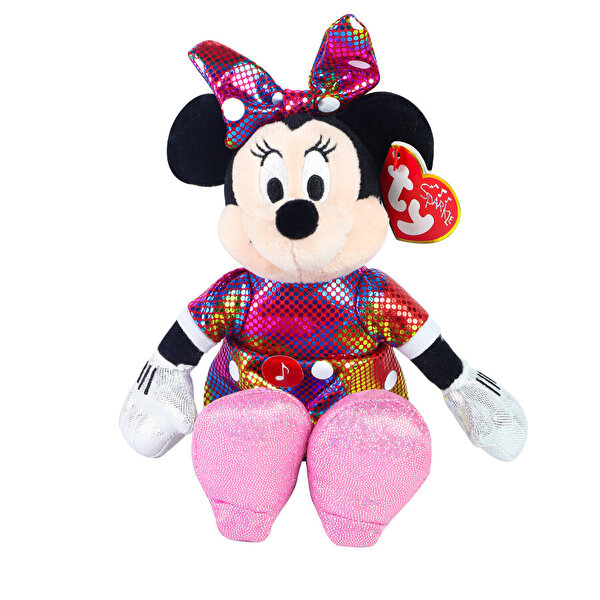TY Parlak Gökkuşağı Elbiseli Minnie Mouse Peluş 15 Cm