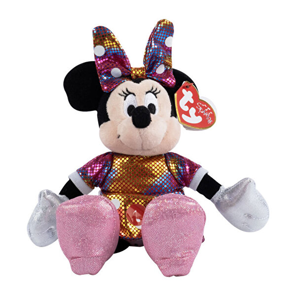 TY Parlak Gökkuşağı Elbiseli Minnie Mouse Peluş 15 Cm