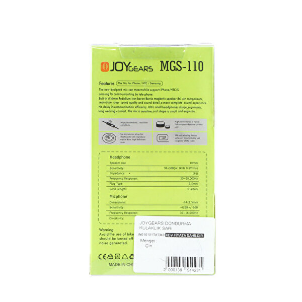 Joygears Ice Cream Kulaklık Sarı