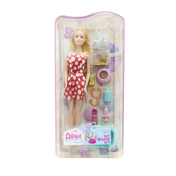Arya Pet Bakım ve Pet Besleme Seti̇ Kırmızı Puantiye Elbiseli