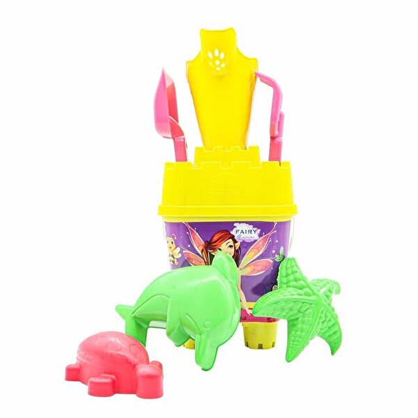 Resimli Sarı Kapaklı Full Parçalı Sarı Suluklu Dev Kova Seti 1029