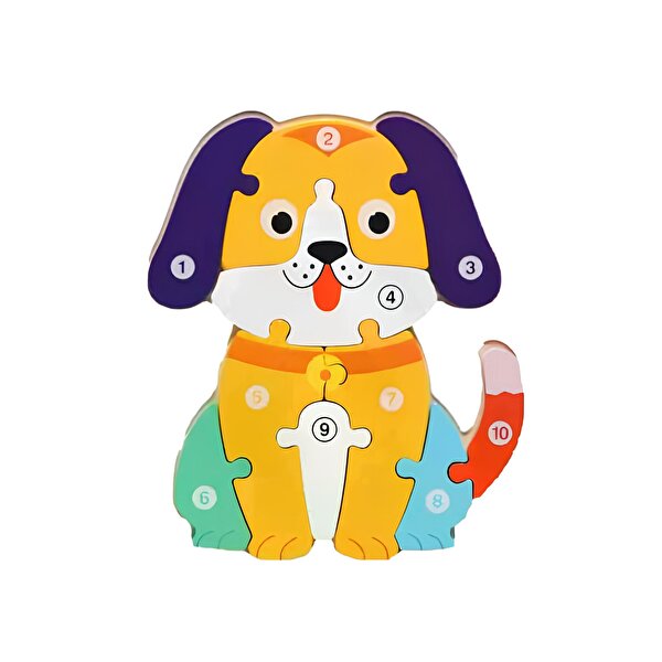 Ahşap Renkli Köpek Sayı Puzzle