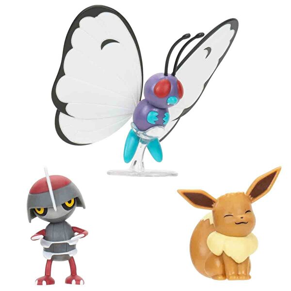 Pokemon Battle 3'lü Fi̇gür Seti̇ Pawniard Butterfree Eevee