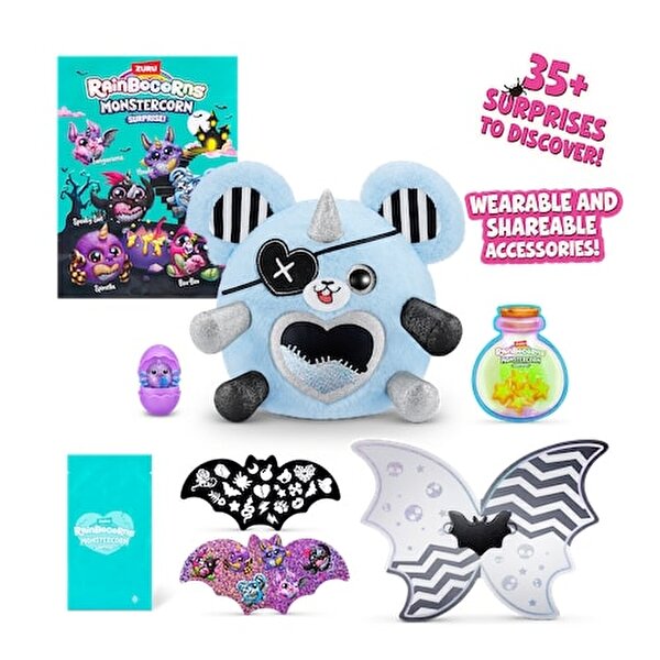 Rainbocorns Monstercorn Sürpriz Peluş Gri Boynuz