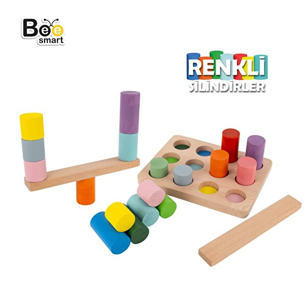 Bee Smart Montessori Ahşap Renkli Silindirler