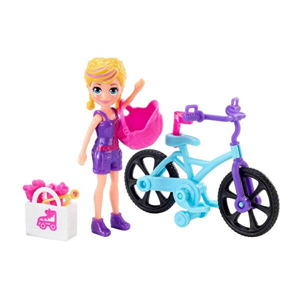 Polly Pocket ve Bisikleti Oyun Setleri Bisikletle Alışverişte GFP94