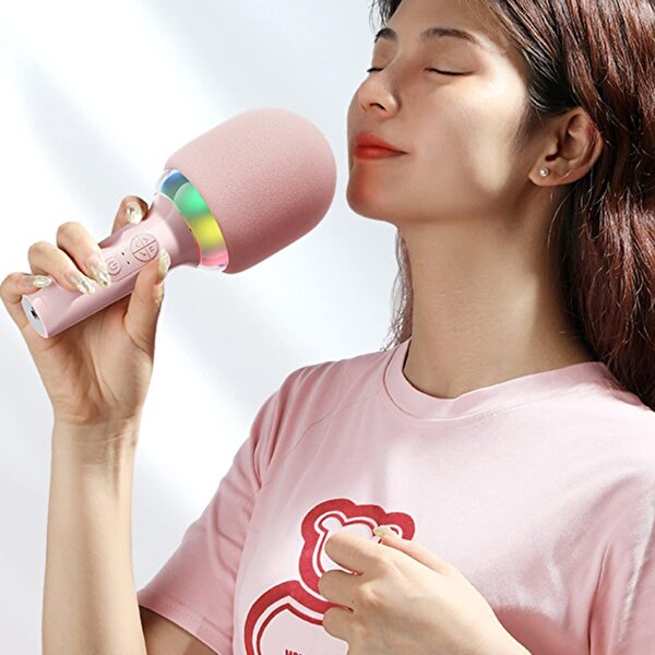Doppler Rainbow Karaoke Pembe Mikrofon