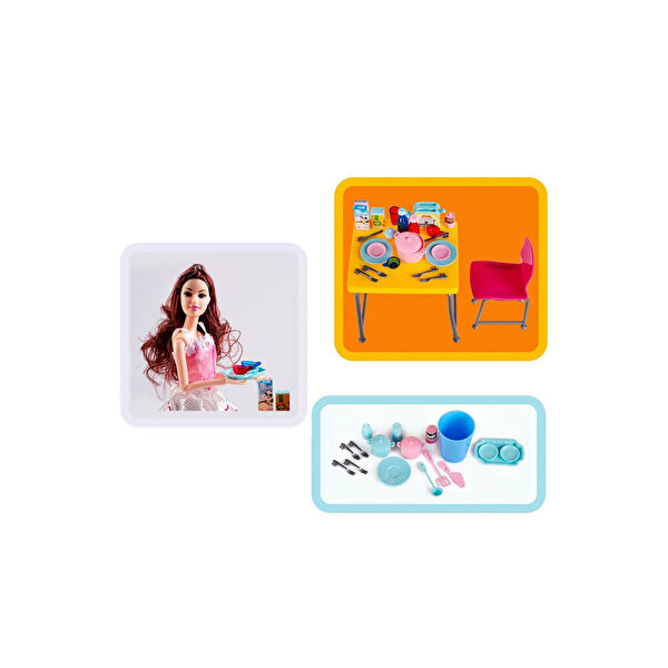 My Little Chef Table Mutfak Seti Beyaz Elbiseli Bebek