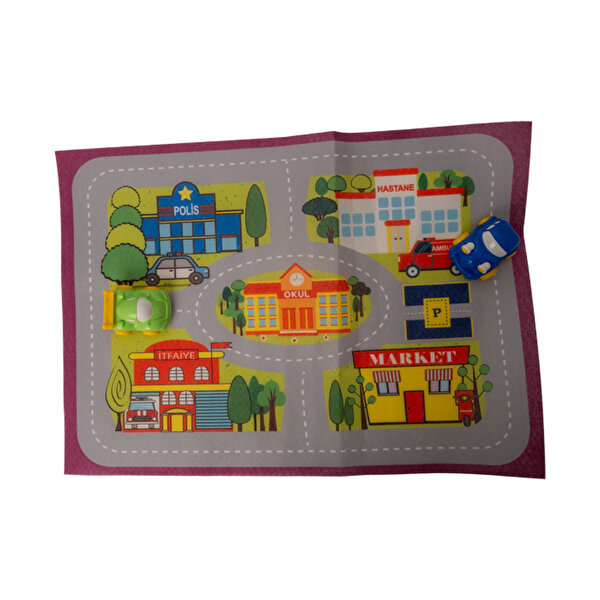 Afacan Arabalar ve Oyun Halısı Yeşil ve Mavi Araba