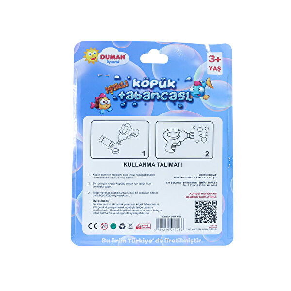 Vakumlu Işıklı Balık Köpük Tabancası Mavi