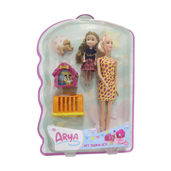 Arya Pet Taşıma Seti Sarı Puantiyeli Elbiseli